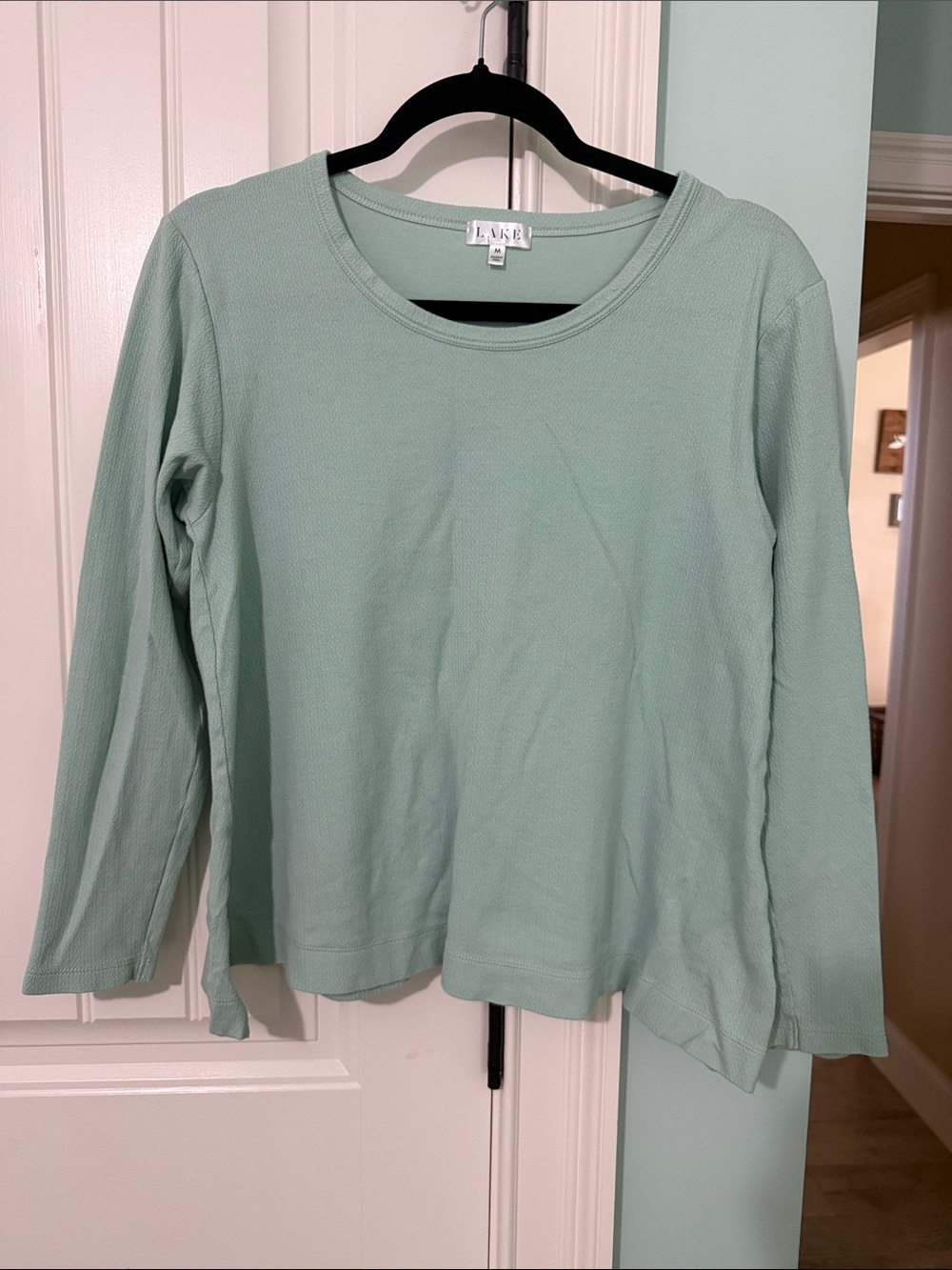 LAKE Mint Green Long-Sleeve Crewneck Tee - Lightweight Knit